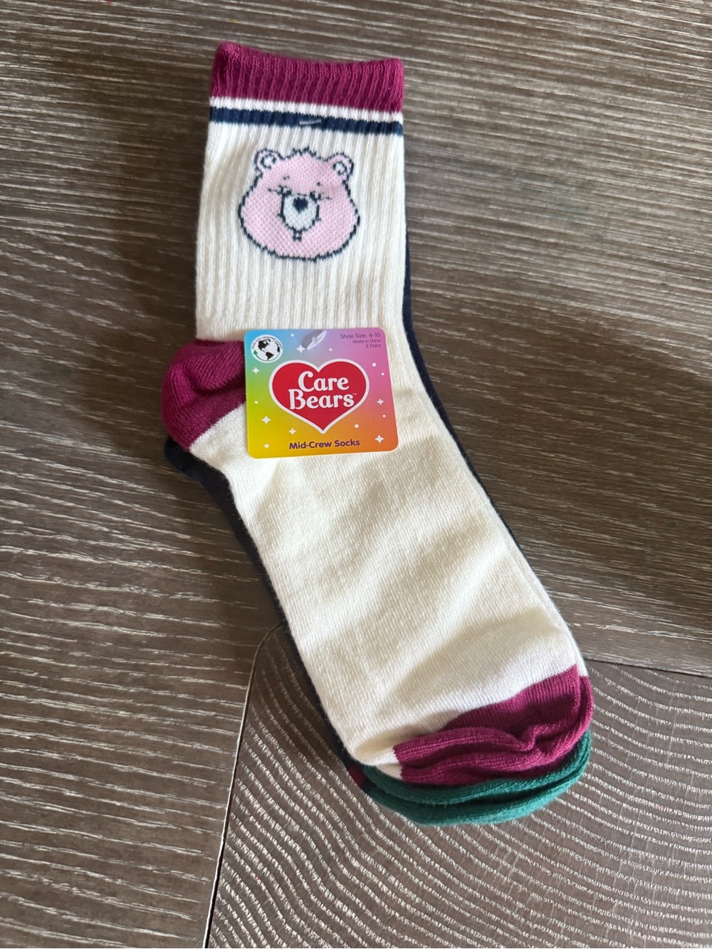 NWT Care Bears Cream mid crew Socks 2 pairs